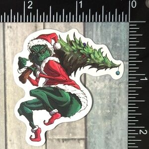 🌀10/$10🌀 Mean One Grinch Christmas Reusable Waterproof Vinyl Sticker